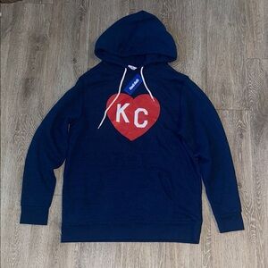 New Charlie hustle Kc heart blue hoodie size xl pullover sweatshirt Kansas City
